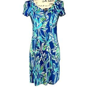 lilly pulitzer felizia silk dress Lilly Pulitzer Felizia Silk Dress Navy Blue Women's Size Small